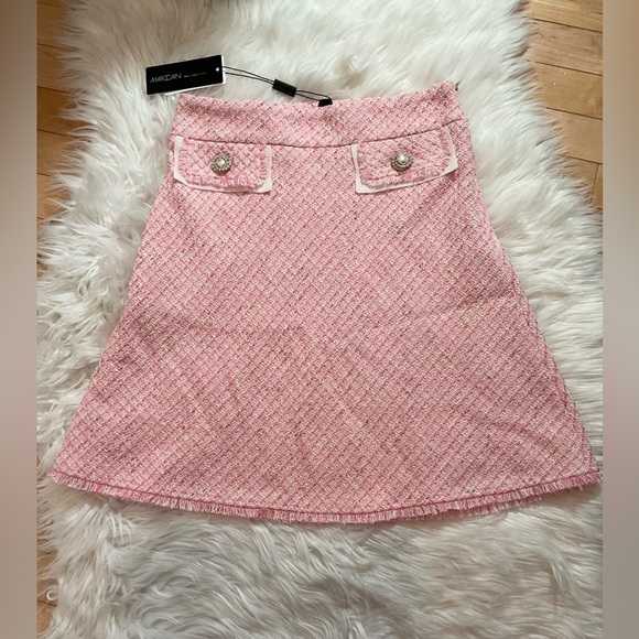 Elegant Pink Tweed Skirt - Picture 6 of 15